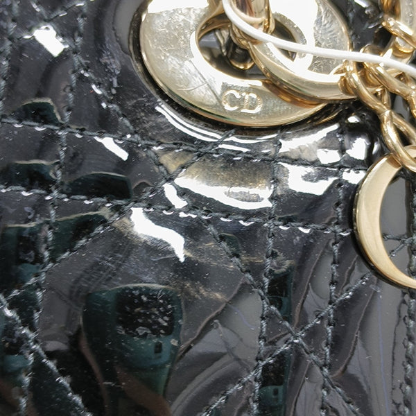 Lady Dior Mini Cannage Patent Leather Black
