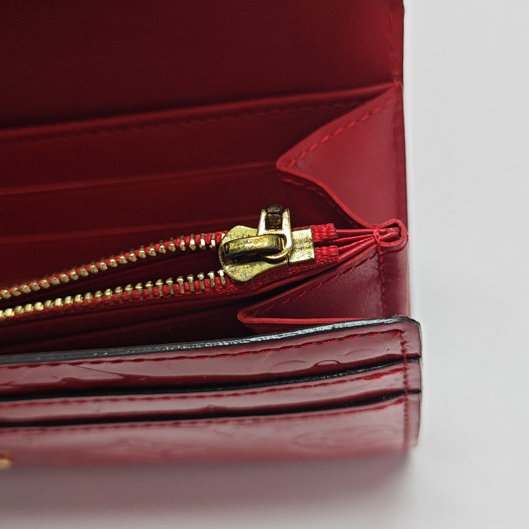 SARAH Monogram Patent Leather Red Wallet