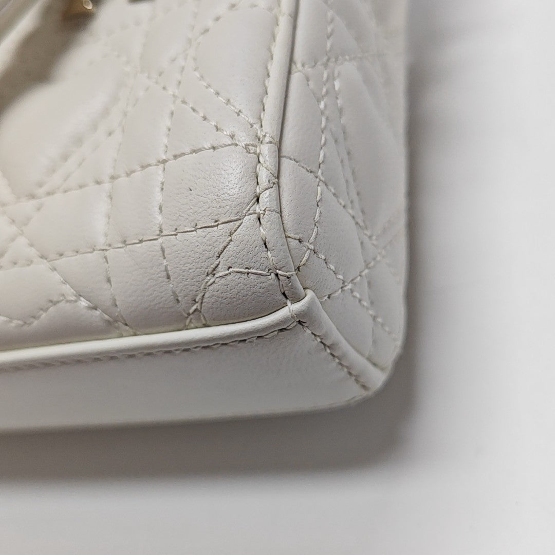 Lady D-Joy Super Mini Cannage Lambskin White