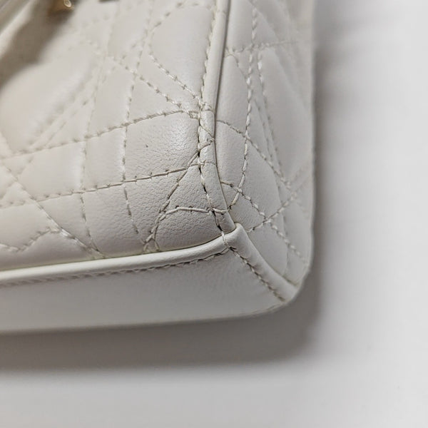 Lady D-Joy Super Mini Cannage Lambskin White