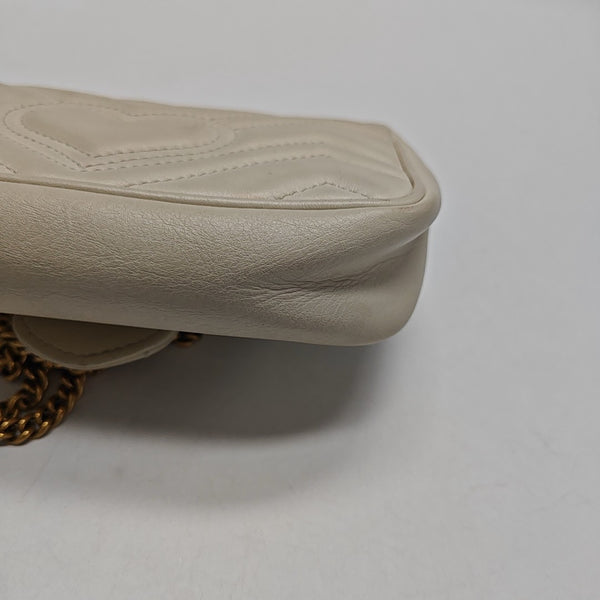 GG Marmont Mini Quilted Calfskin White