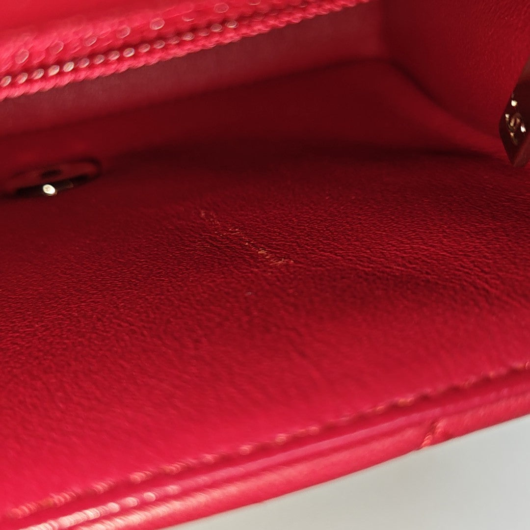 CLASSIC FLAP Mini Quilted Lambskin Red
