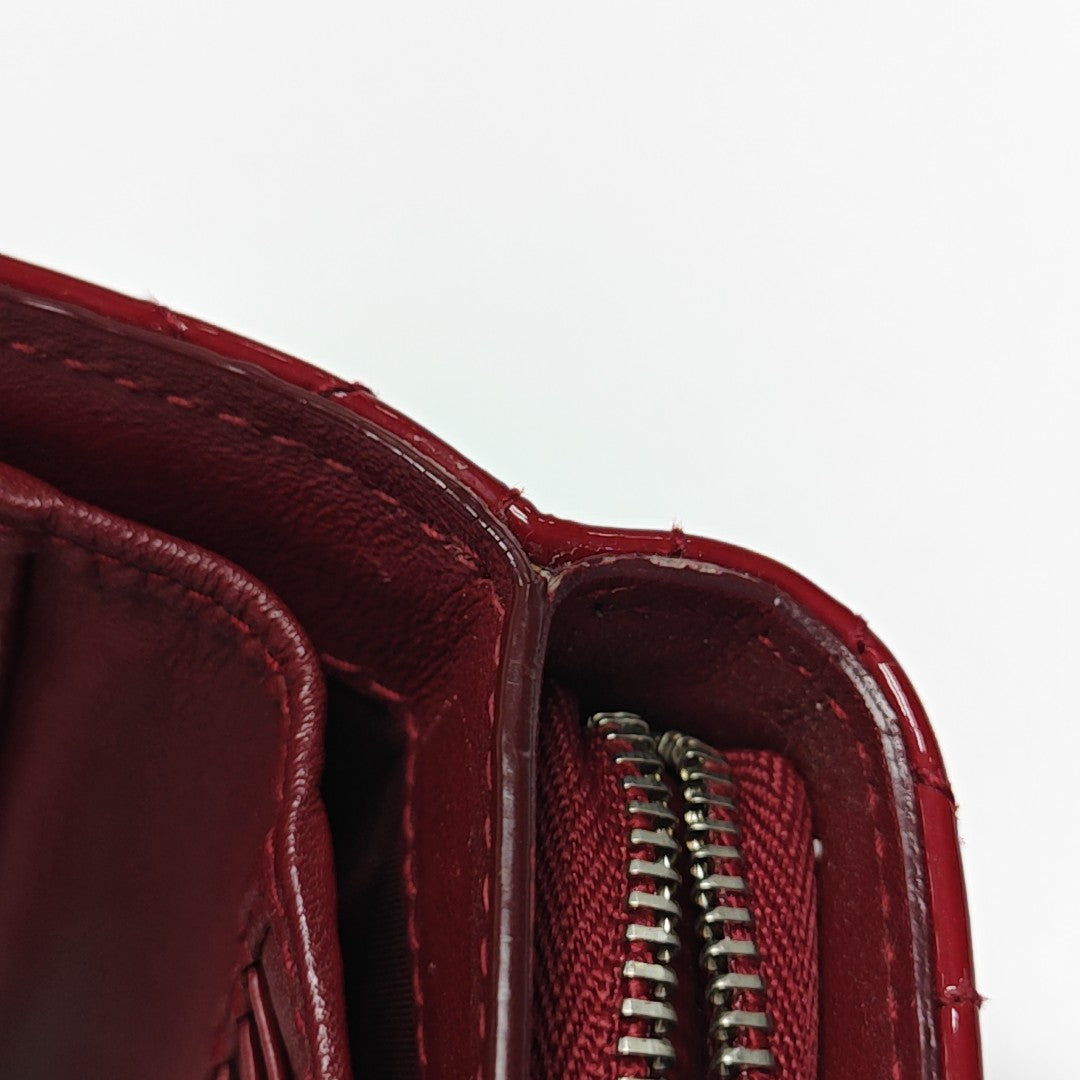 Lady Dior Cannage Patent Leather Red Wallet