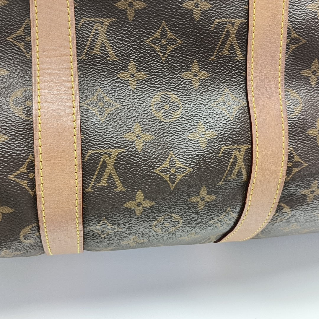 KEEPALL 50 Monogram Coated Canvas Brown