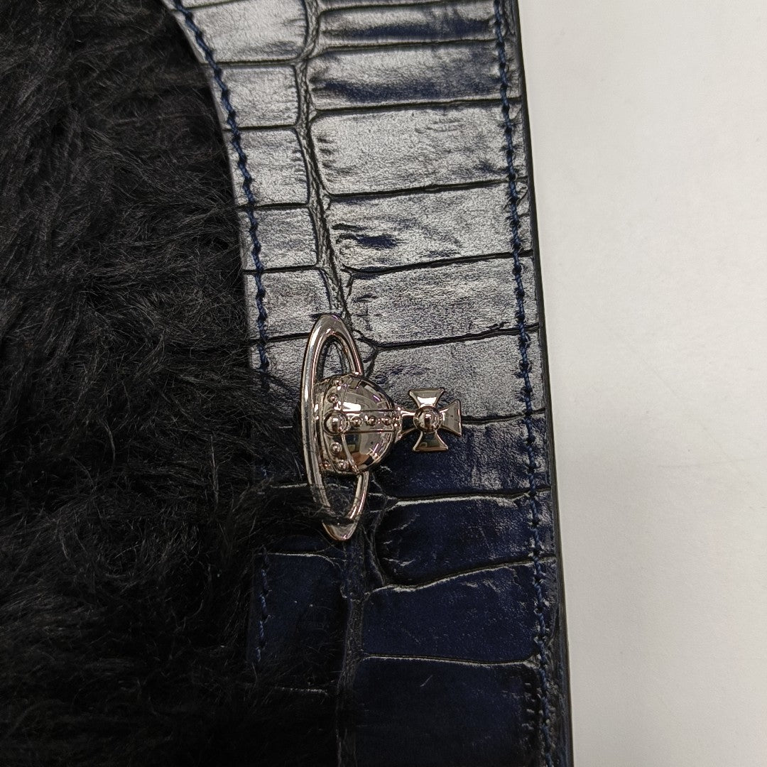 Leather Shoulder Bag Blue