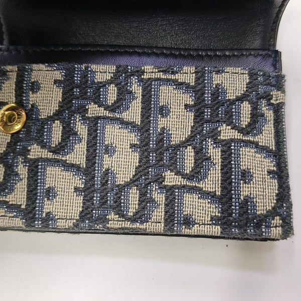 Saddle Mini Oblique Canvas Blue Wallet