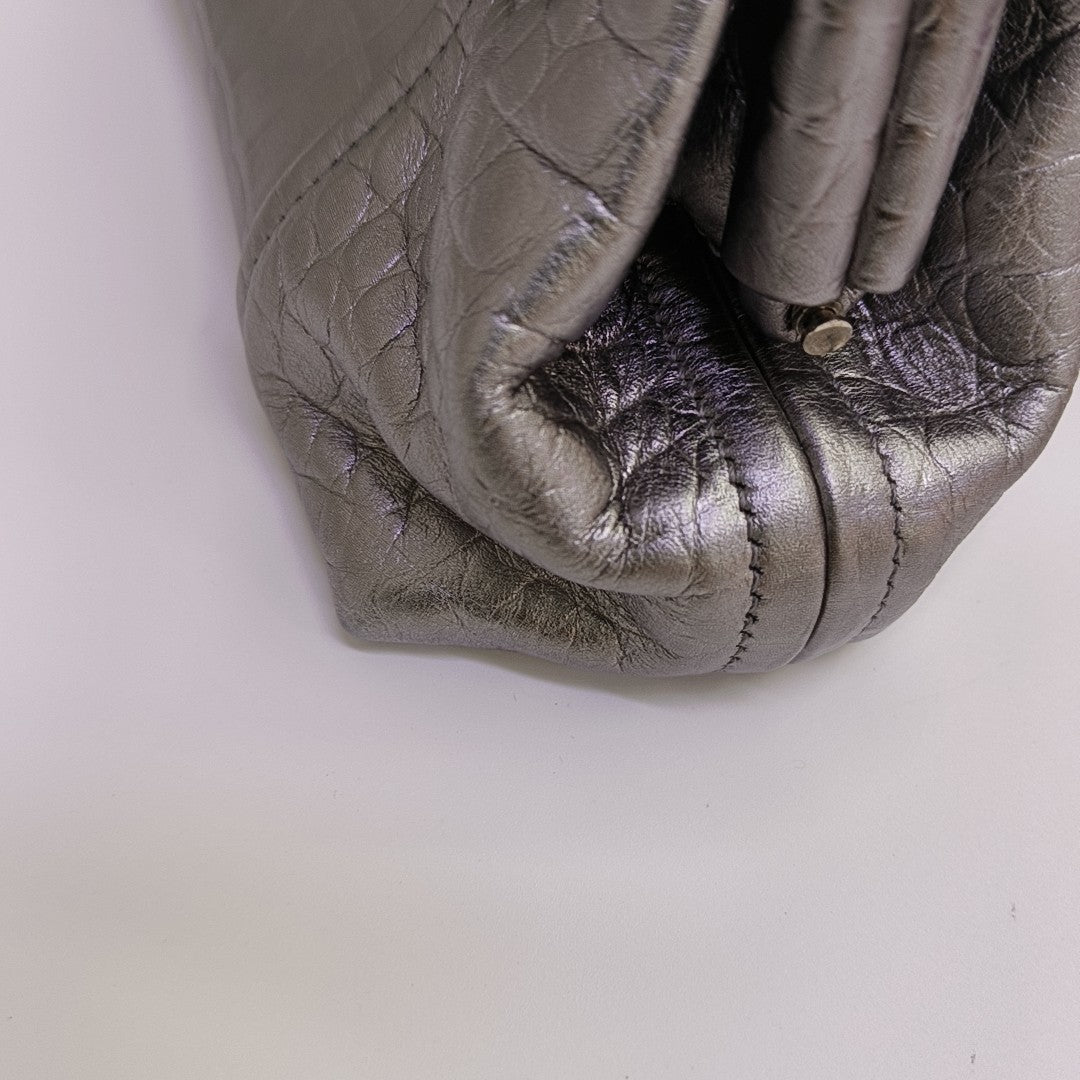 Calfskin Clutch Extra Small Silver