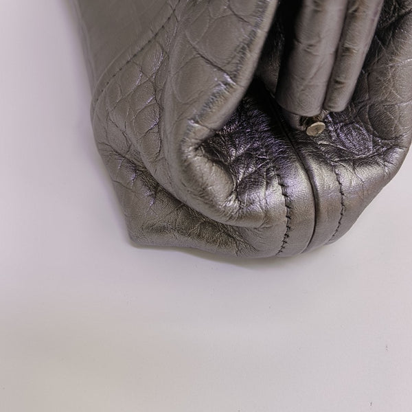 Calfskin Clutch Extra Small Silver
