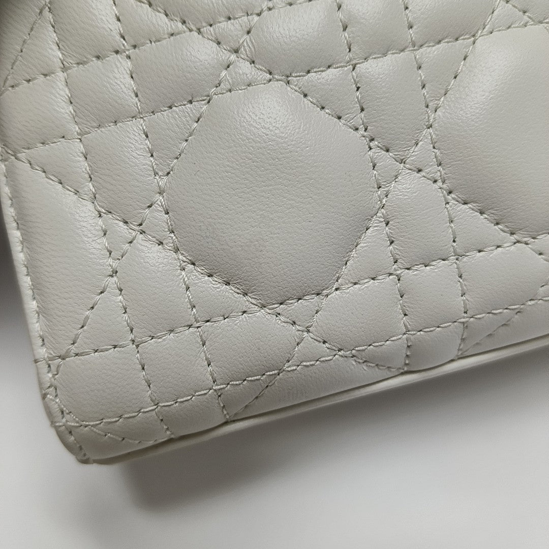 Lady D-Joy Super Mini Cannage Lambskin White