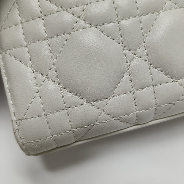 Lady D-Joy Super Mini Cannage Lambskin White