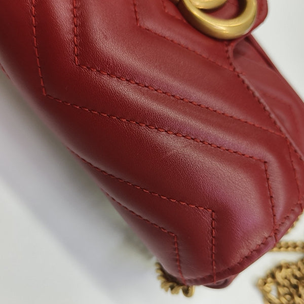 GG Marmont Mini Quilted Calfskin Red