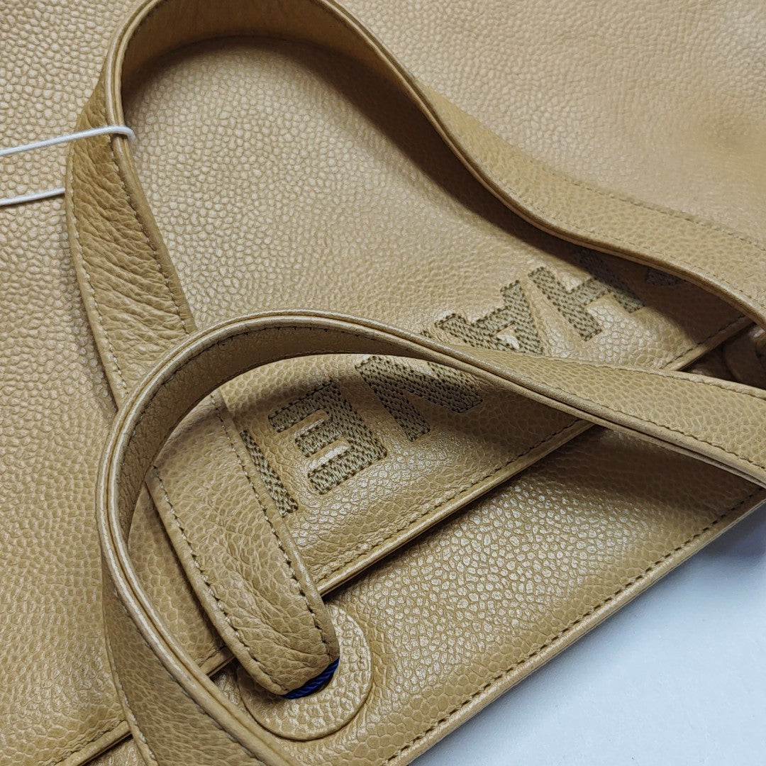 LOGO EMBROIDERED Grained Calfskin Beige