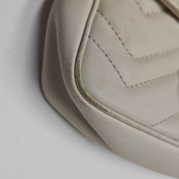 GG Marmont Mini Quilted Calfskin White