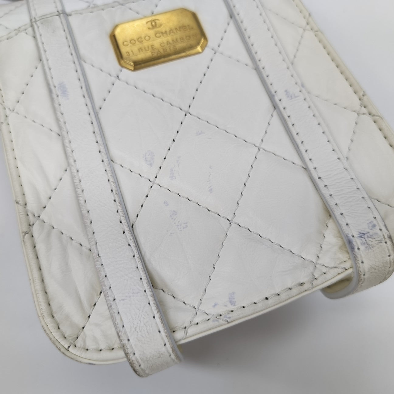 Quilted Calfskin Shoulder Bag Mini White