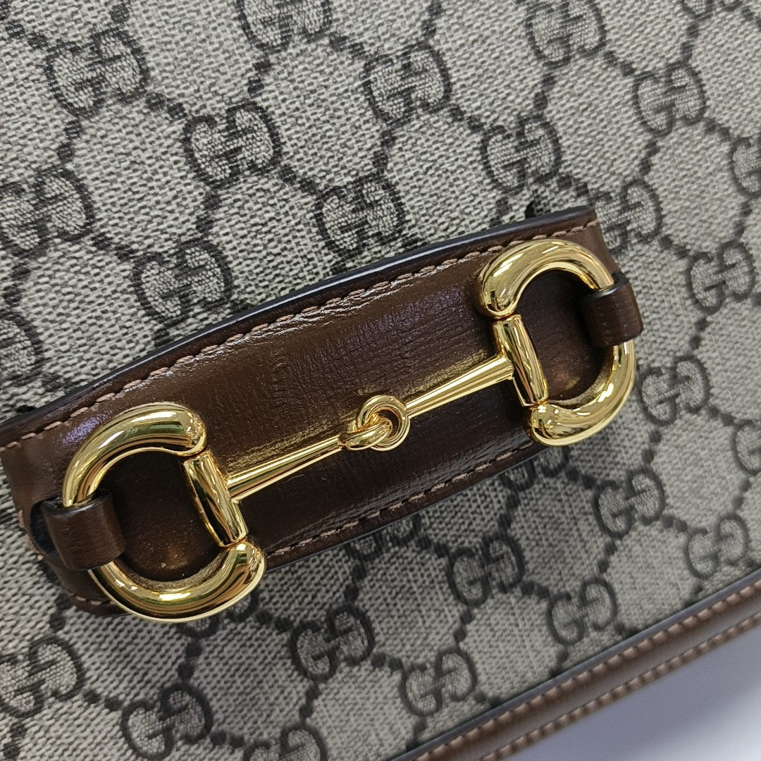 Horsebit 1955 Medium Monogram Coated Canvas Beige
