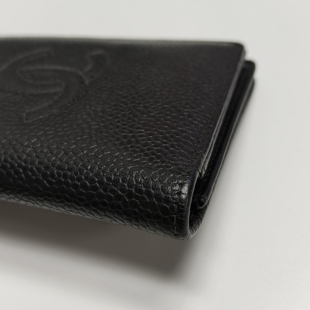 Grained Calfskin Card Holder Black