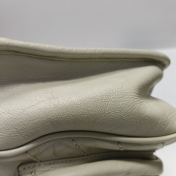 NIKI Small Chevron Calfskin White