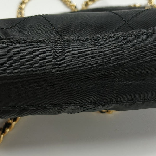 Quilted Nylon Shoulder Bag Black