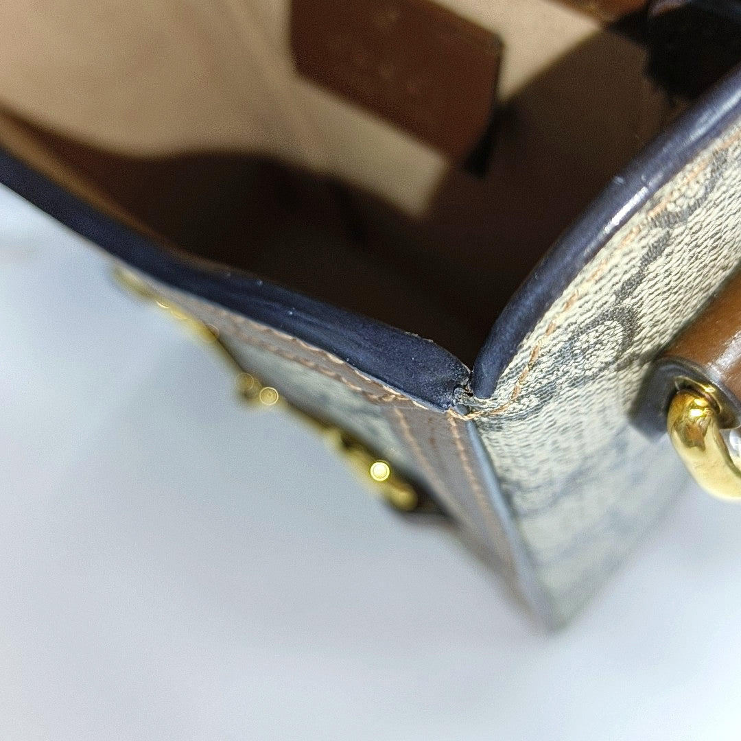 Authenticated pre-owned  Horsebit 1955 Mini Coated Canvas Beige - Crossbody Bag at Looply