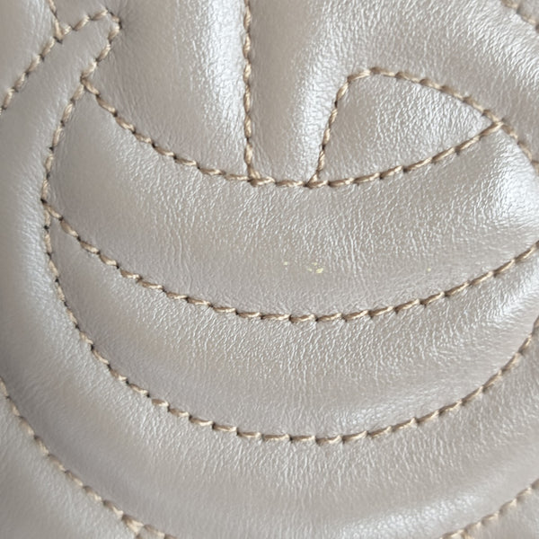 GG Marmont Small Quilted Calfskin Beige