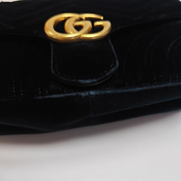GG Marmont Medium Quilted Velvet Black