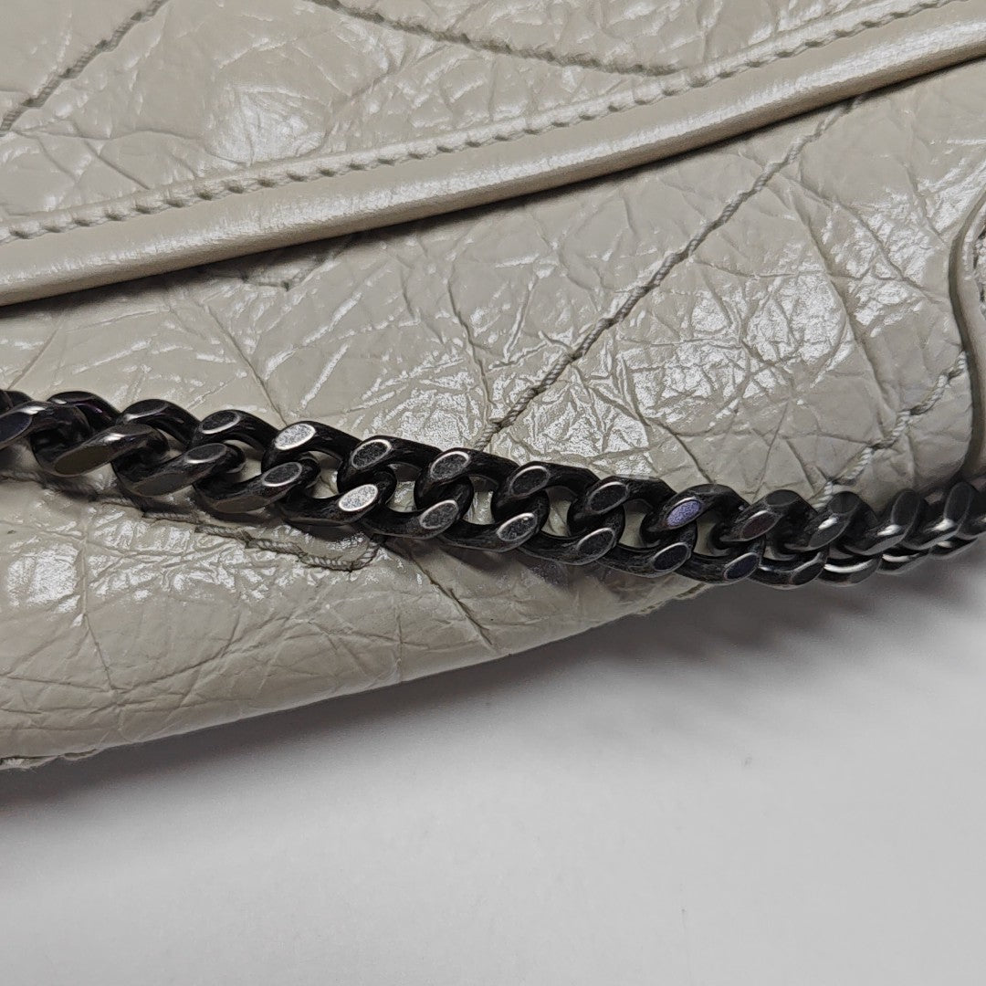 NIKI Mini Chevron Calfskin White