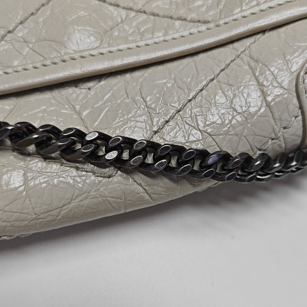 NIKI Mini Chevron Calfskin White
