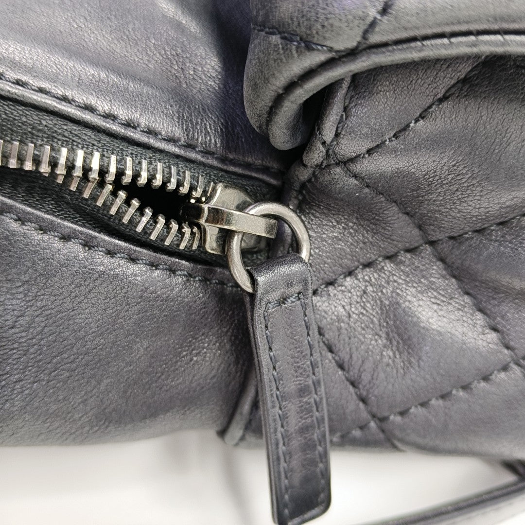 Quilted Calfskin Backpack Black