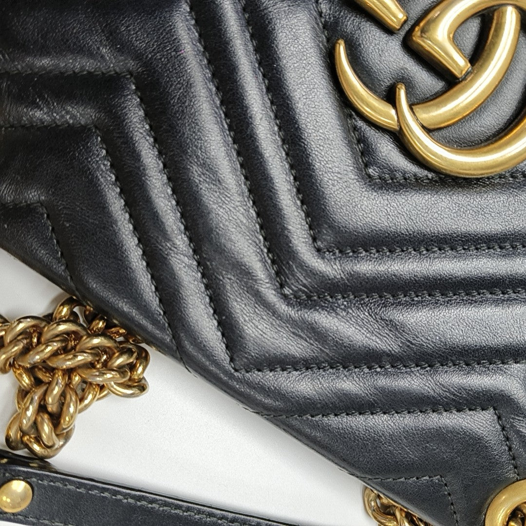 GG Marmont Small Quilted Calfskin Black