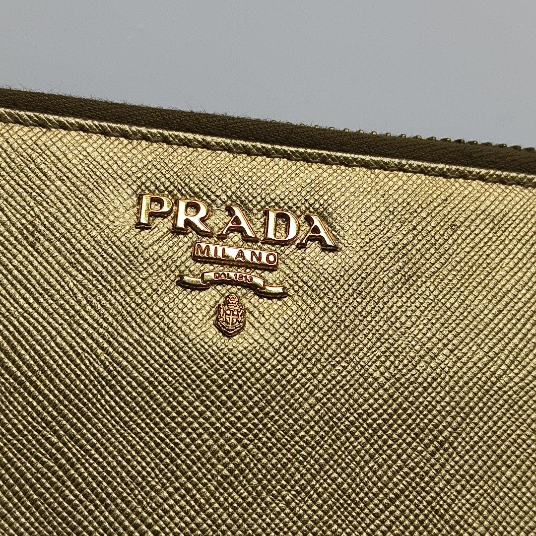 Saffiano Calfskin Wallet Gold