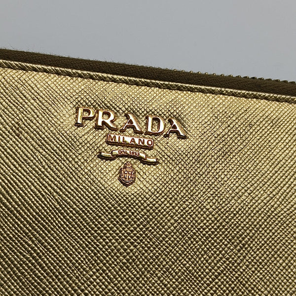 Saffiano Calfskin Wallet Gold