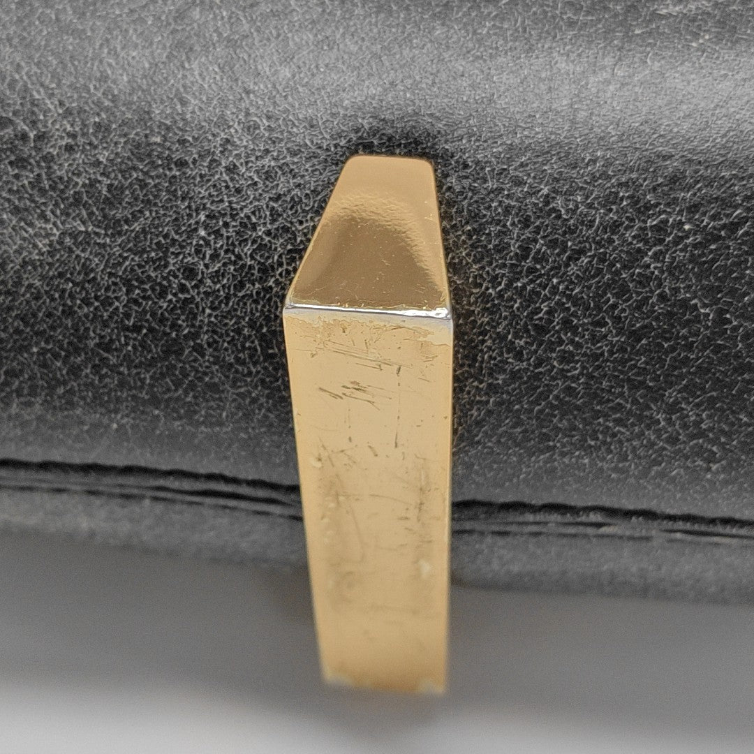 Leather Top Handle Bag Black
