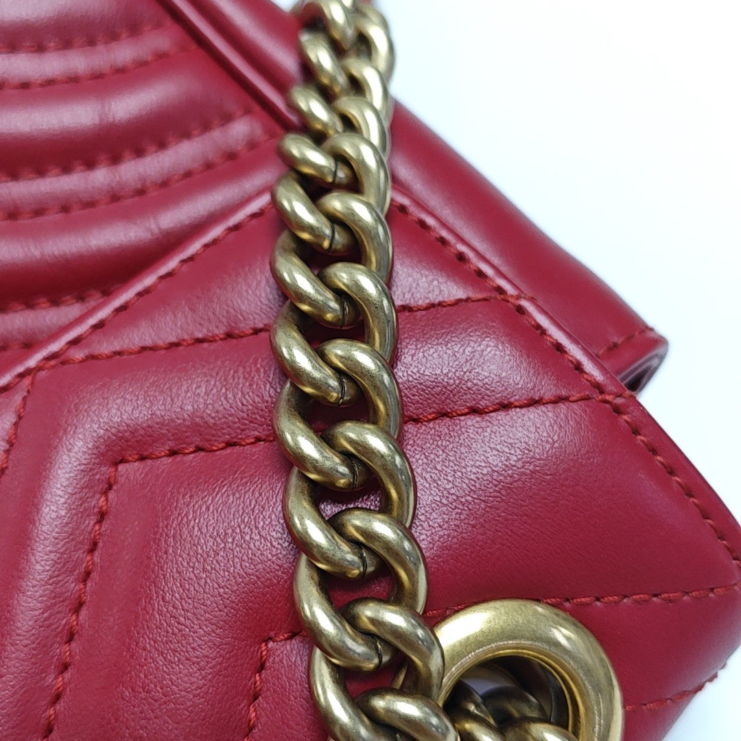 GG Marmont Small Quilted Calfskin Red
