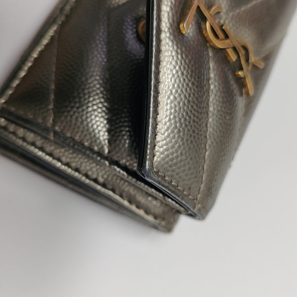 Chevron Calfskin Wallet Gray
