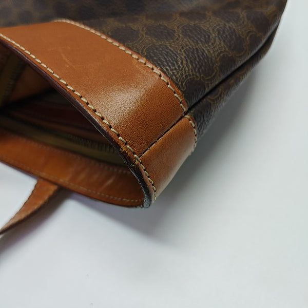 Coated Canvas Top Handle Bag Brown
