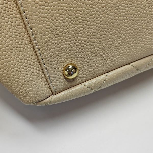 CHANEL PETITE Quilted Grained Calfskin Beige