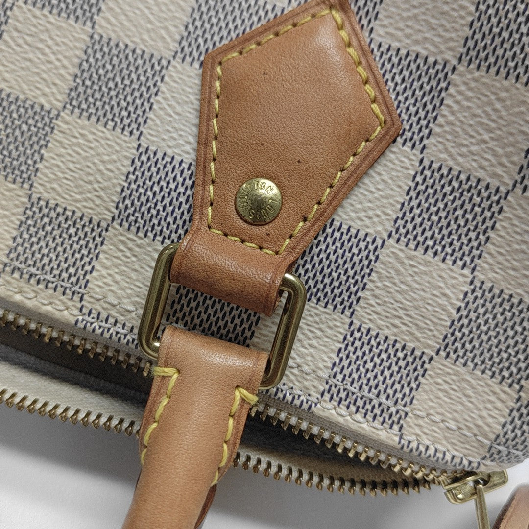 SPEEDY 25 Damier Azur Coated Canvas White