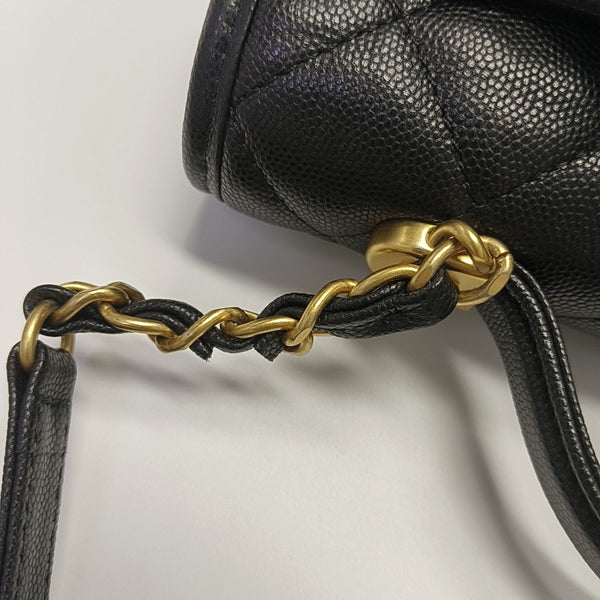Quilted Grained Calfskin Backpack Black