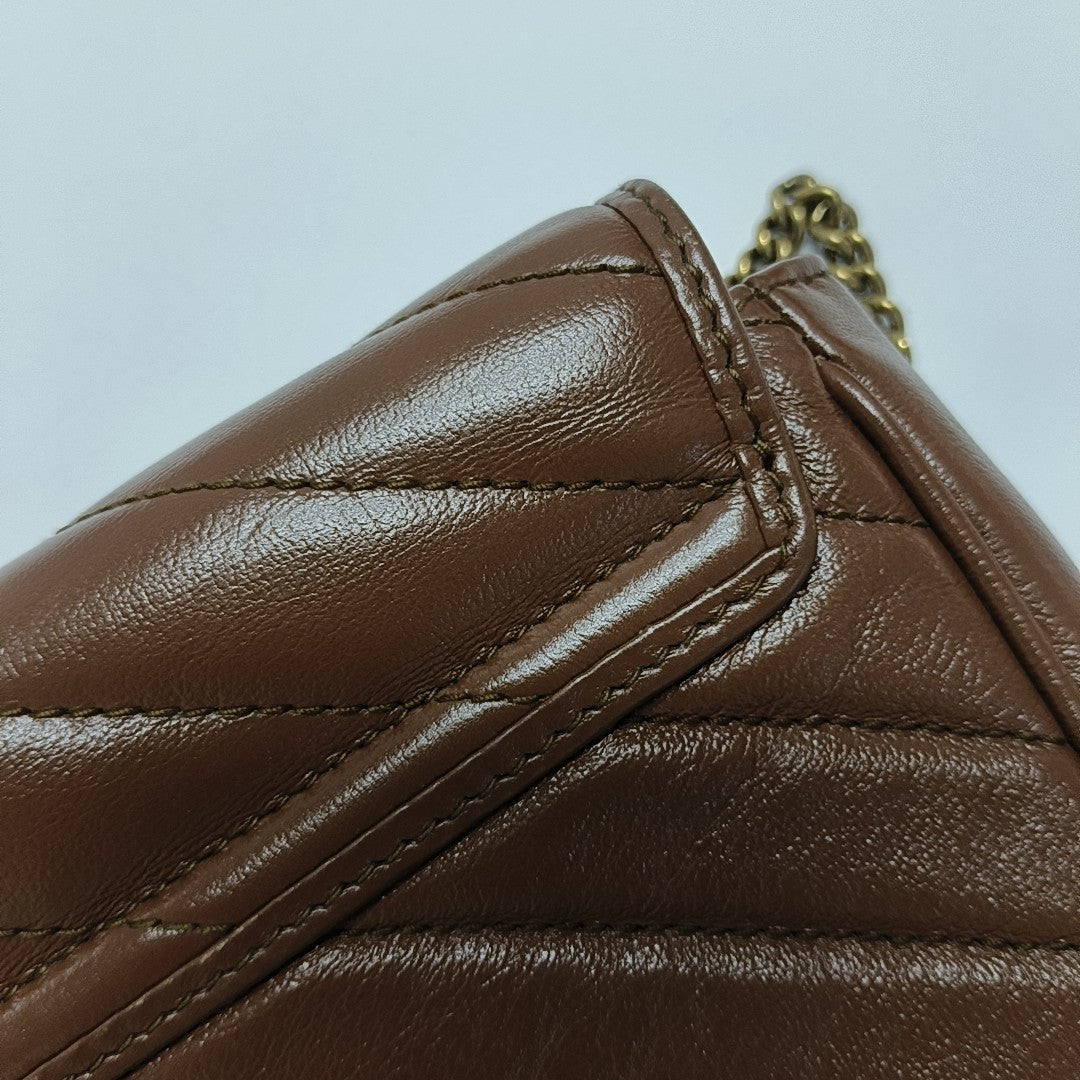GG Marmont Mini Quilted Calfskin Brown