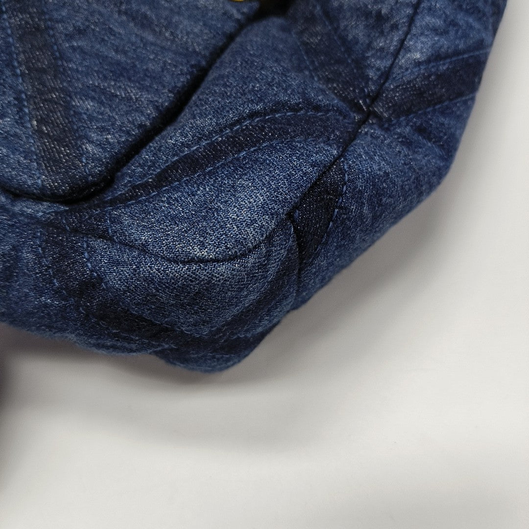 CHANEL 19 Small Quilted Denim Blue