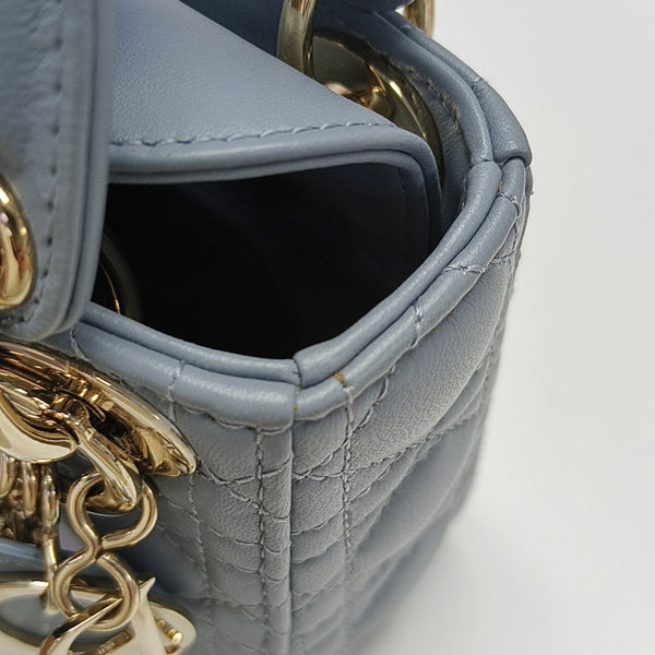 Lady Dior Super Mini Cannage Lambskin Blue