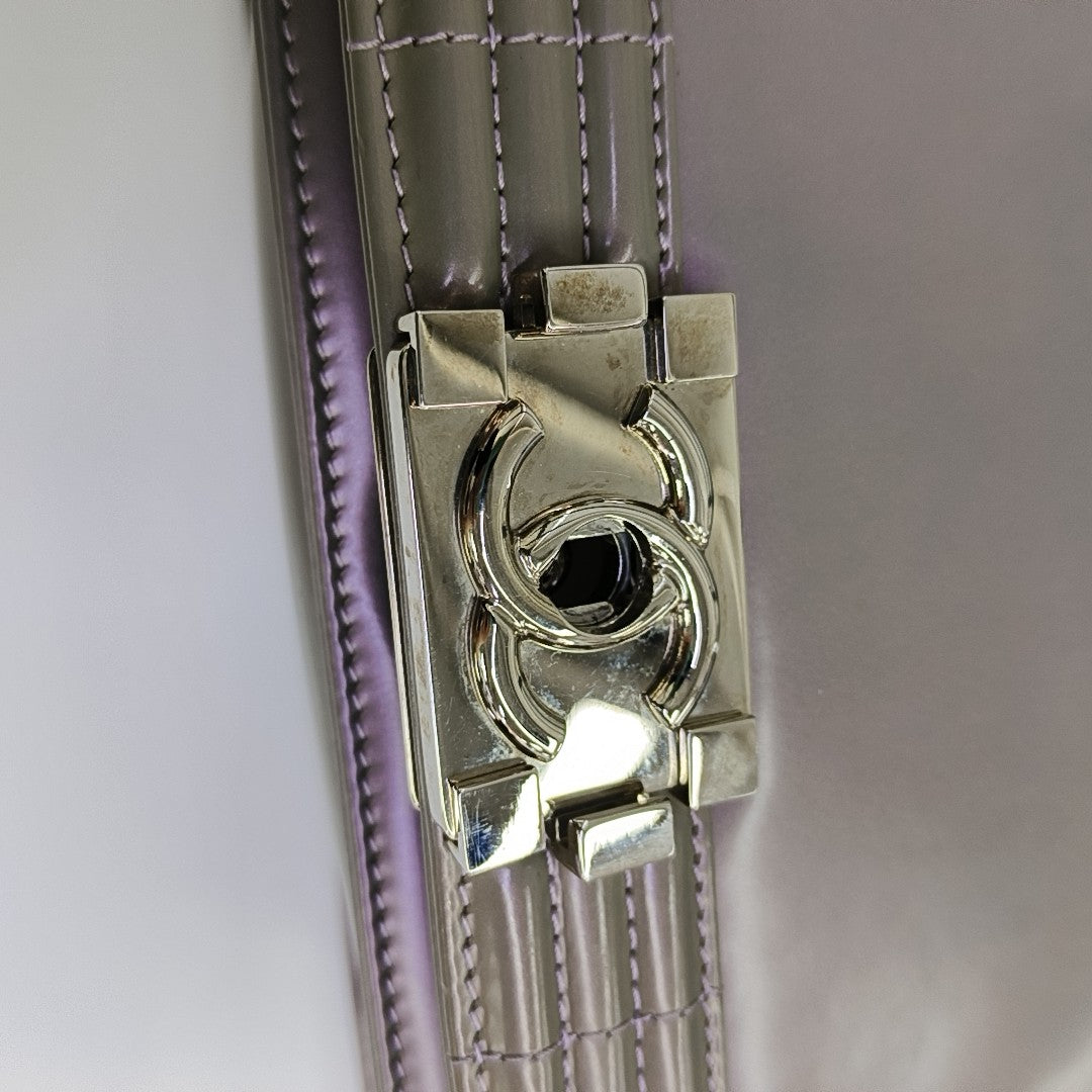 BOY CHANEL Medium Patent Calfskin Purple