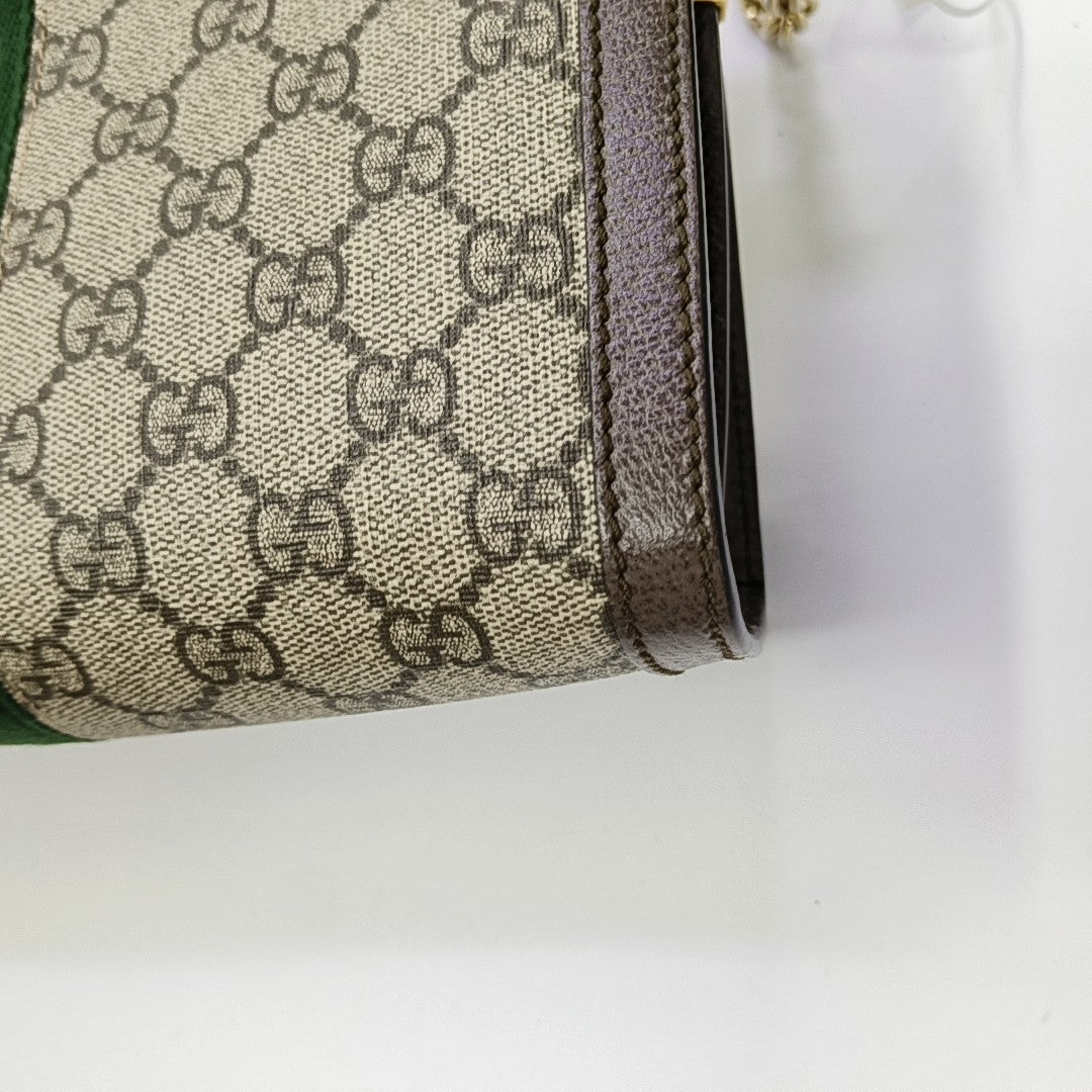 Ophidia Small Monogram Coated Canvas Beige