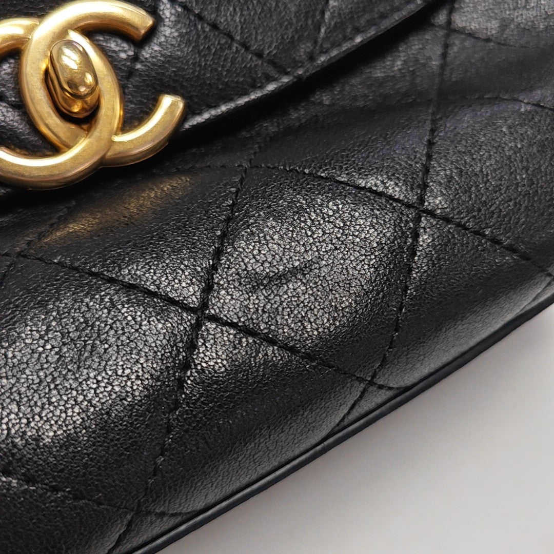Quilted Calfskin Shoulder Bag Black
