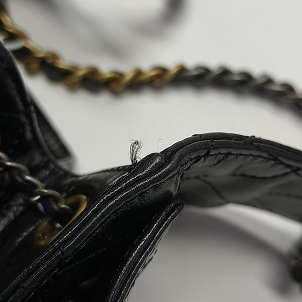 CHANEL 25 Small Quilted Waxed Cafskin Black