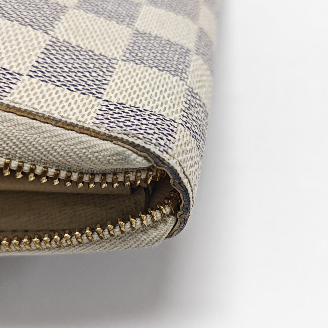 ZIPPY Damier Azur Coated Canvas White Wallet
