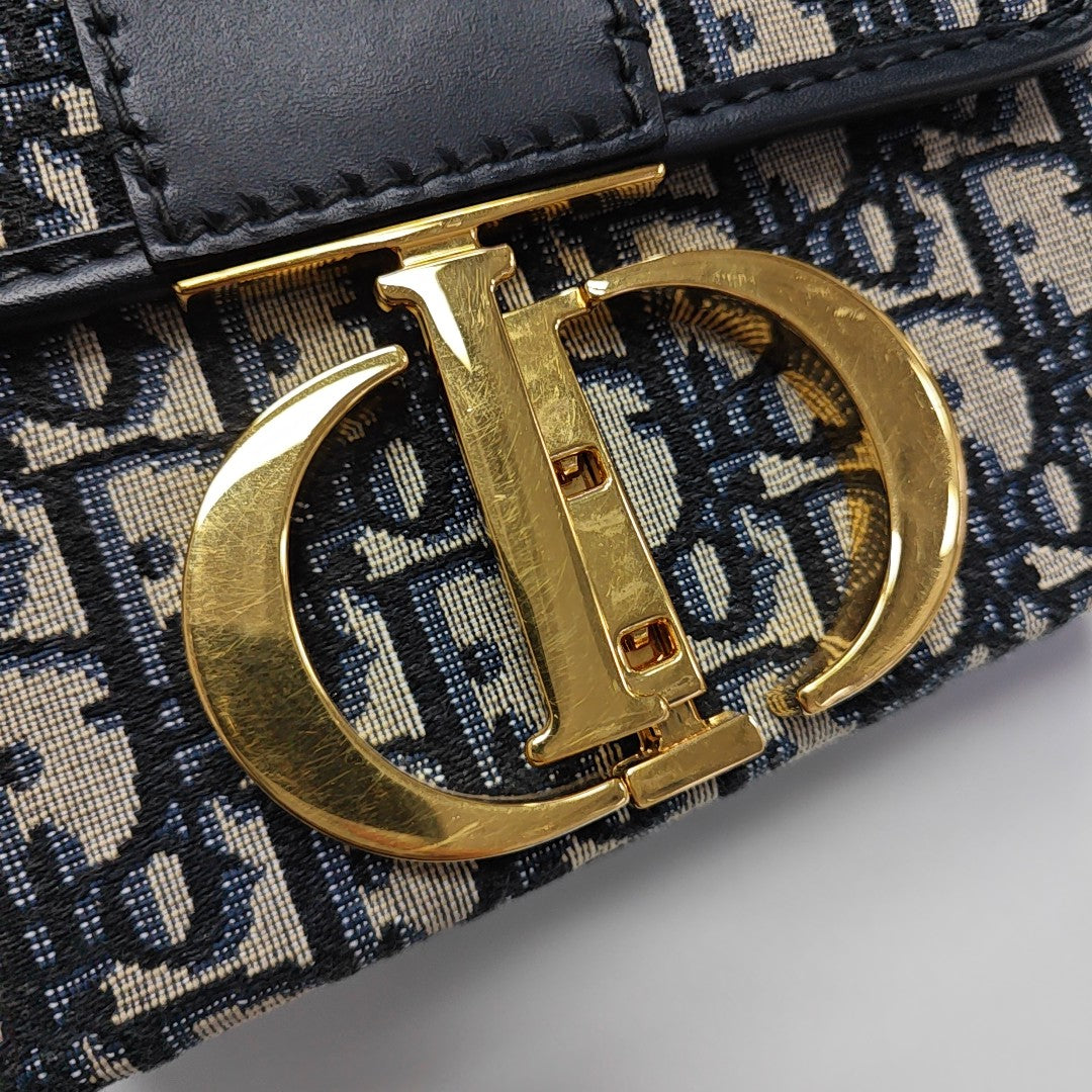 30 Montaigne Mini Oblique Canvas Blue