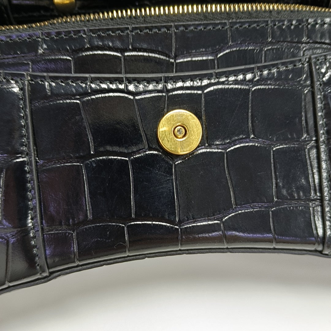 Hourglass Wallet On Chain Small Calfskin Black