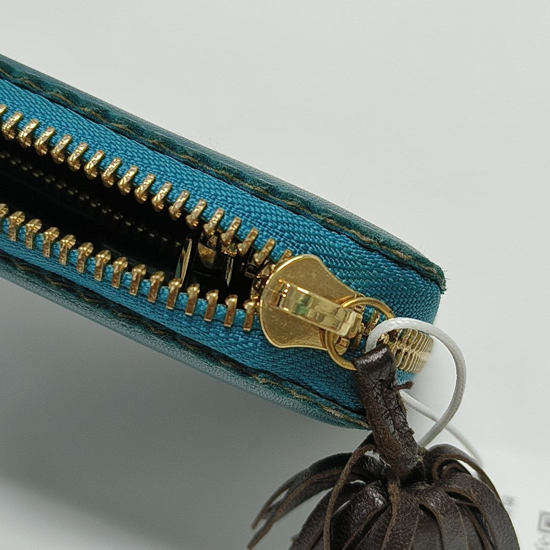 Brand Lambskin Blue Wallet