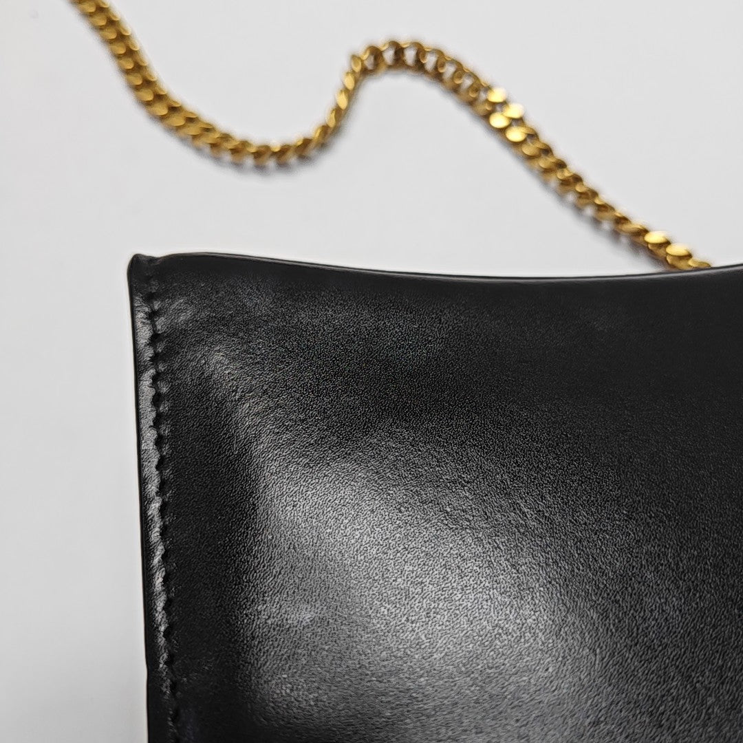 Hourglass Wallet On Chain Mini Calfskin Black